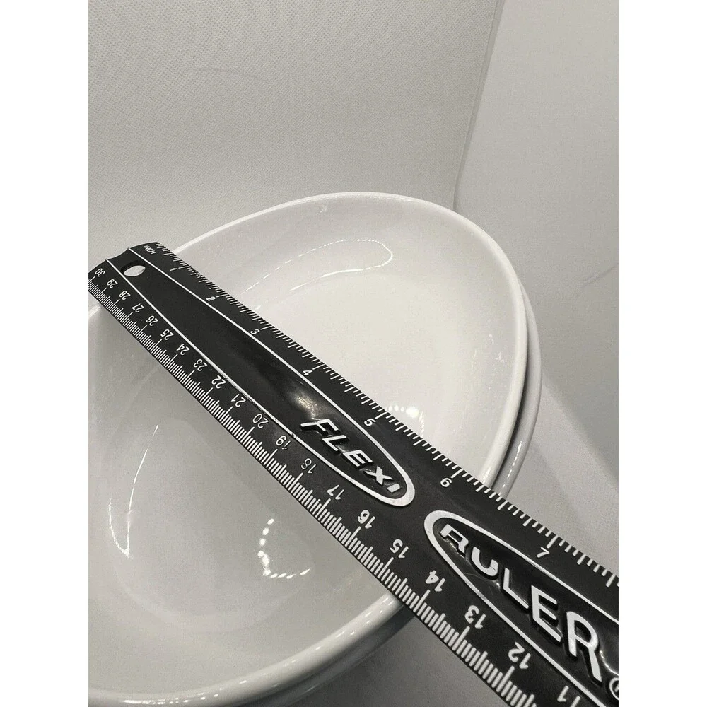 4 CB2 Crate & Barrel White Porcelain egg Shaped oblong oval abstract modern bowl